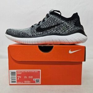 Nike Free RN Flyknit 2018 Running Shoes 942839-101 White Black Women's Size 7.5